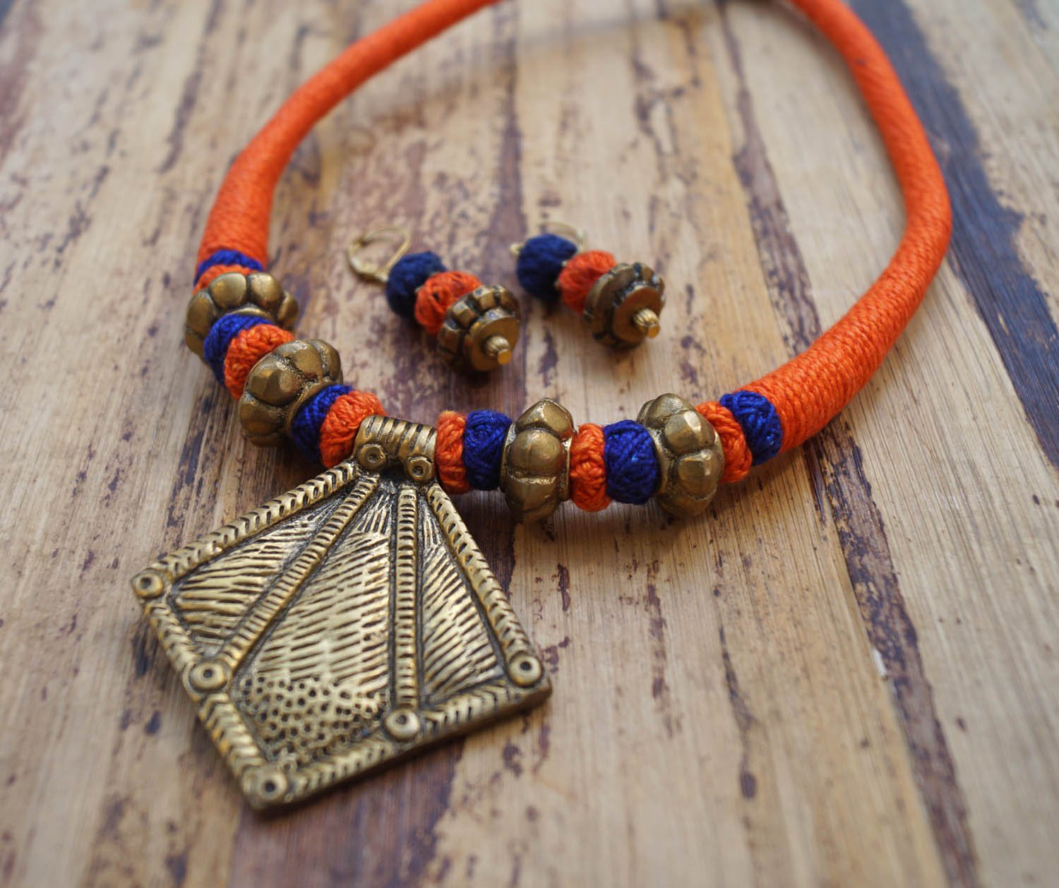 Blue Ethnic designer beaded statement necklace at ₹3650 | Azilaa