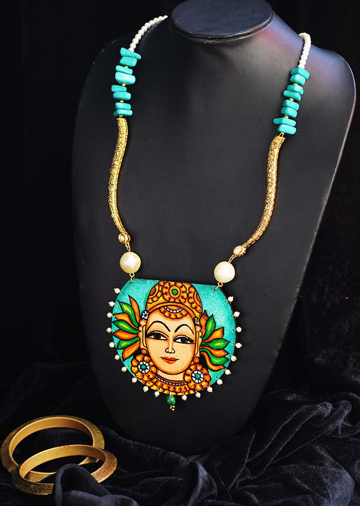 Buy Blue Meenakari Work Embellished Pendant Necklace by Dugran By  Dugristyle Online at Aza Fashions.