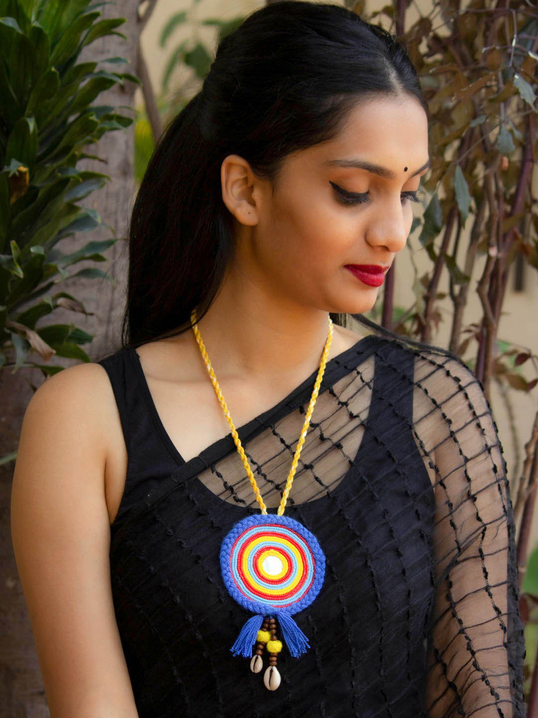 Shop Long Kolhapuri Necklace with Handmade Taas Peacock Pendant and  Matching Earrings - Adjustable Length