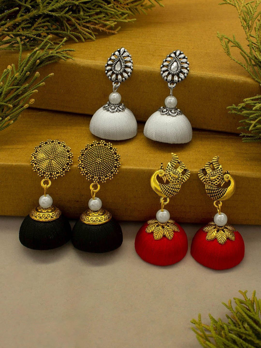 Handpainted Meenakari Work with Fabric Stone Stud Mogra Fitted Pearl Jhumka  Earring for Women and Girls. | K M HandiCrafts India
