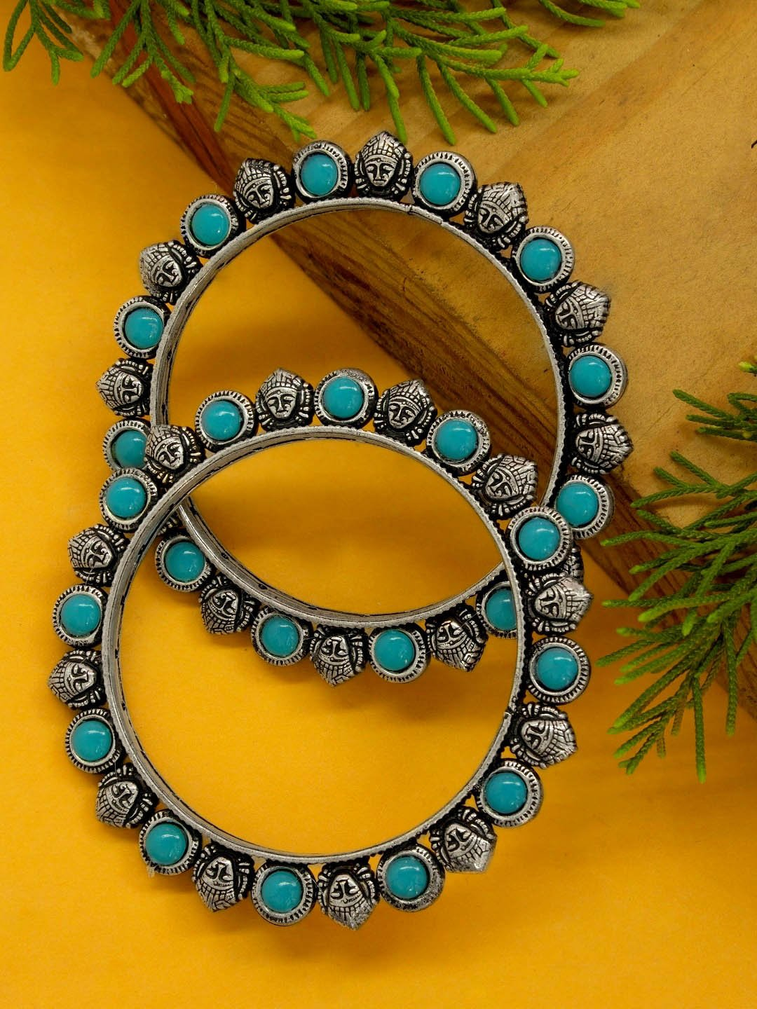 Oxidised German Silver Durgama Design With Turquoise Blue Color ...