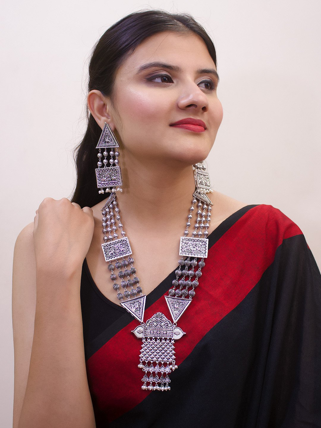 Pink Choker Mirror Necklace with Earrings & Tikka – Jewellery By Alirah