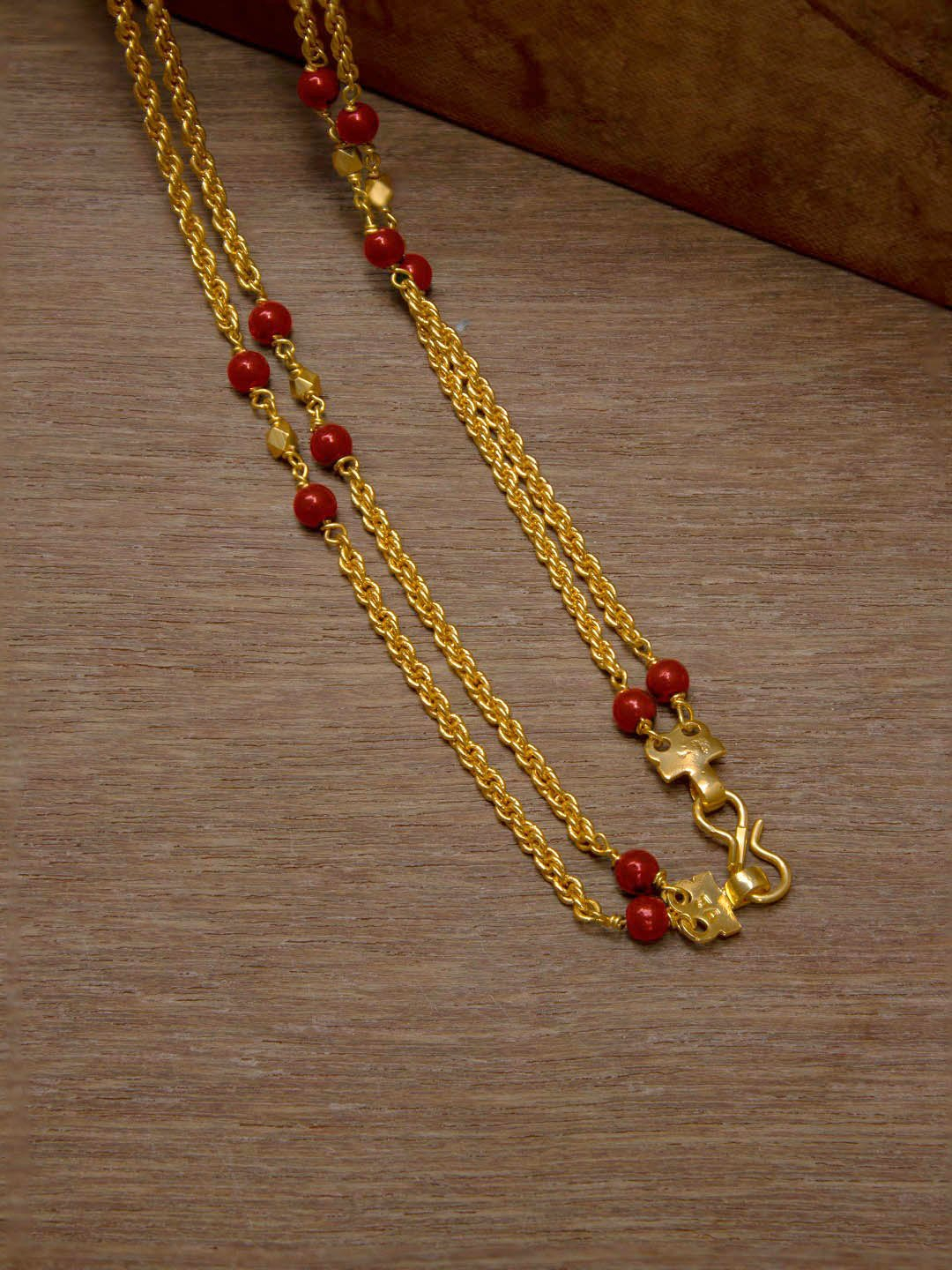 Red beads deals gold chain designs