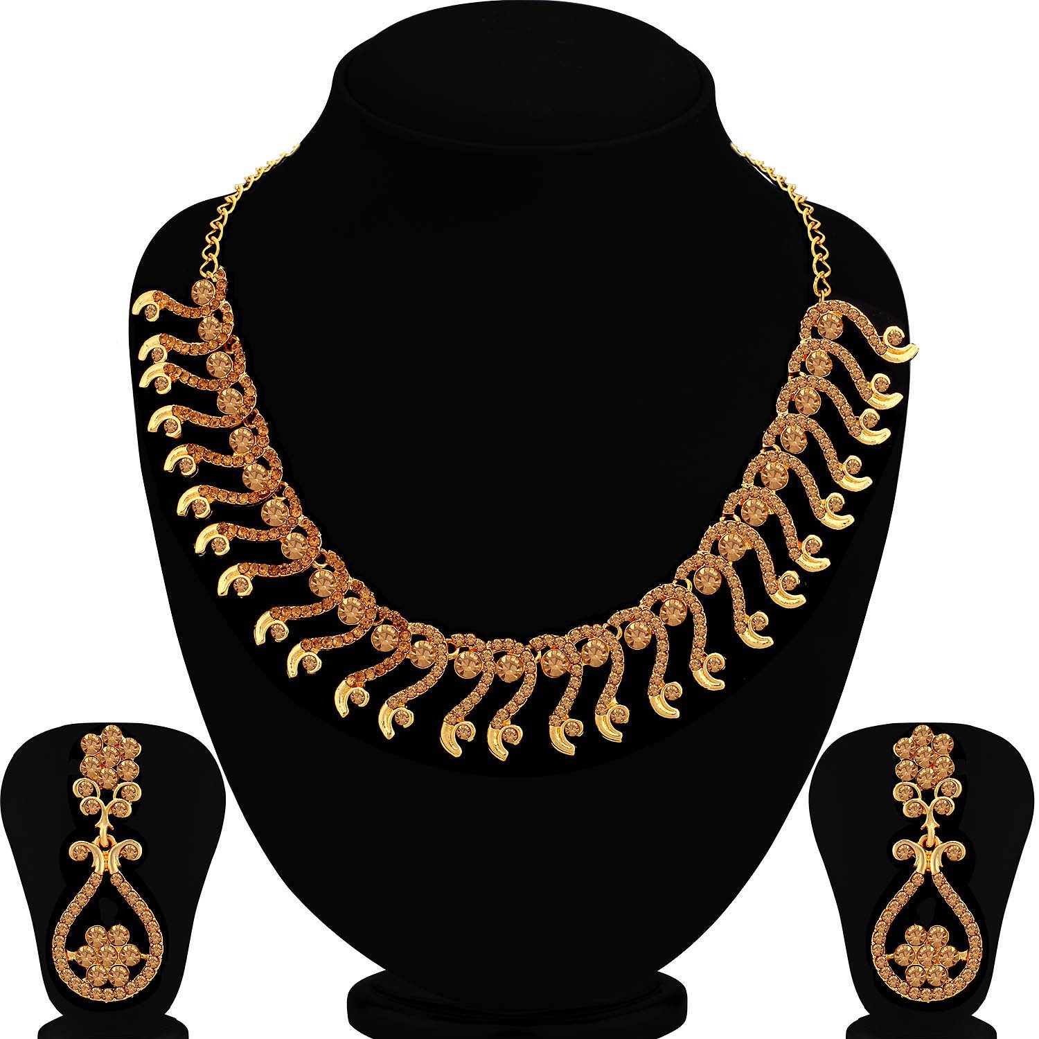 stylish lct gold plated choker necklace set for women