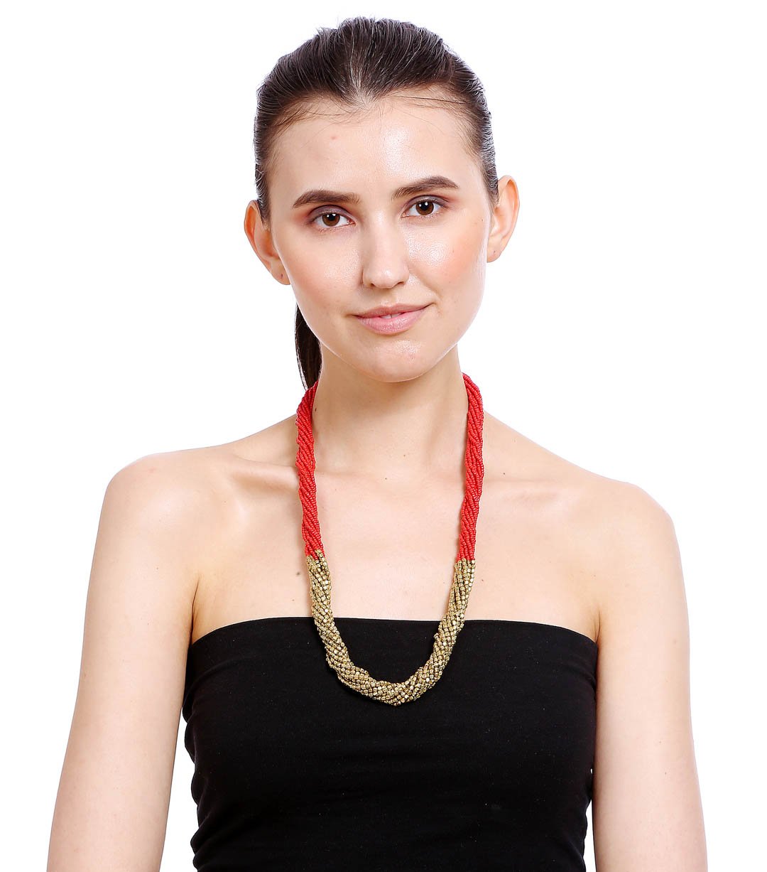 Emerald Green Enamel And Red Stone Long Bridal Necklace Set – Curio Cottage
