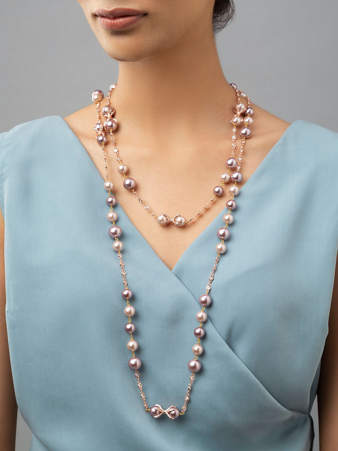 Two Strand Necklace with Rose Pearls - Chapeau Atelier