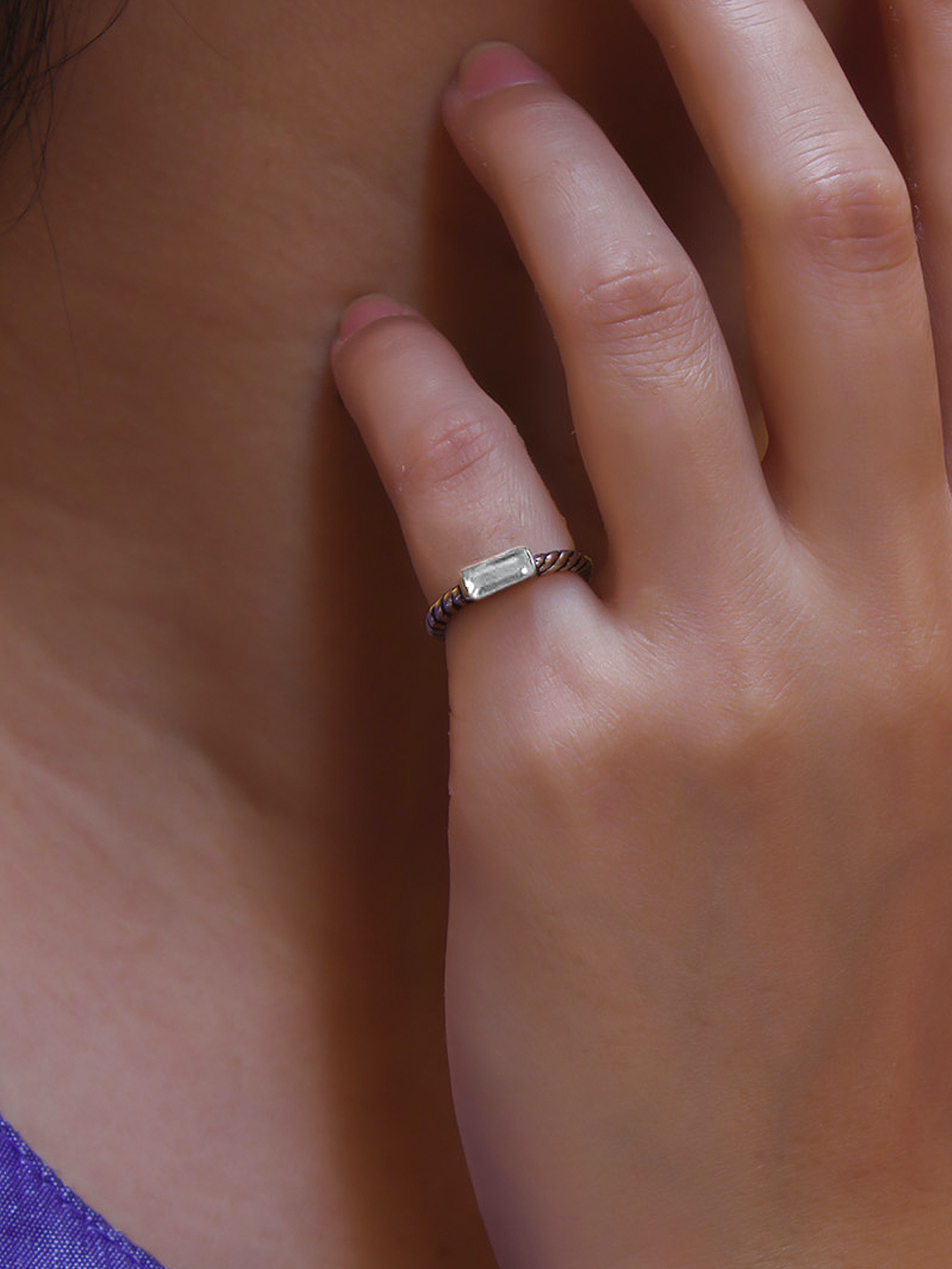 Padmaragini Silver Finger Ring by MOHA