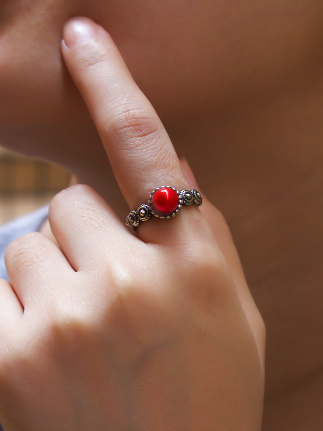 Designer Red Coral Stone 925 Sterling Silver Plated Fashion Ring Size 7 US  at Rs 800/piece in Jaipur