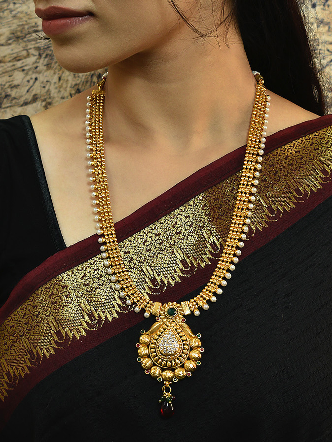 Polished Gold Long Necklace Set, Gender : Female, Specialities : Unique  Designs, Fine Finishing, Alluring Look at Best Price in Hooghly