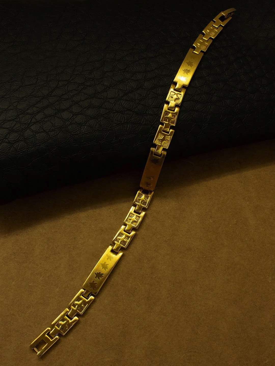 Gold Plated Geometric Design Mens Bracelet