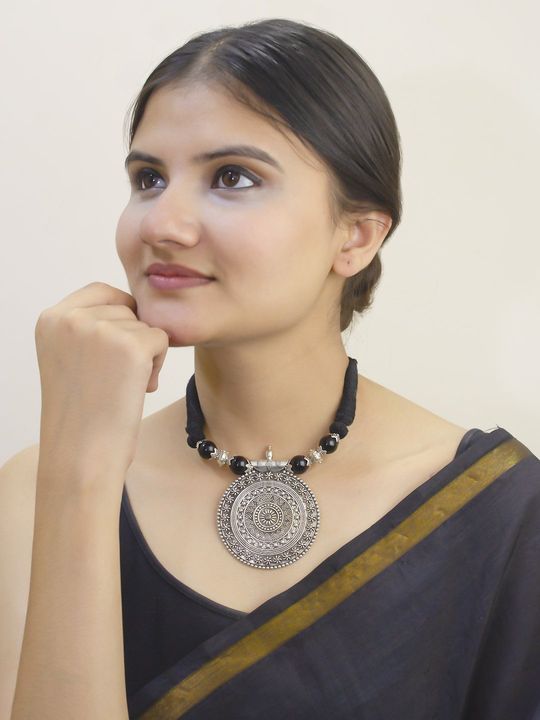 Oxidised jewellery | Long kurti designs, Indian fashion saree, Silver  outfits